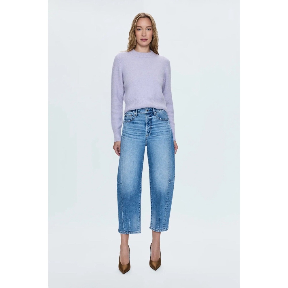 Pistola Barrel Leg Jeans 29 High Rise Cropped Medium Wash Relaxed Denim Eli